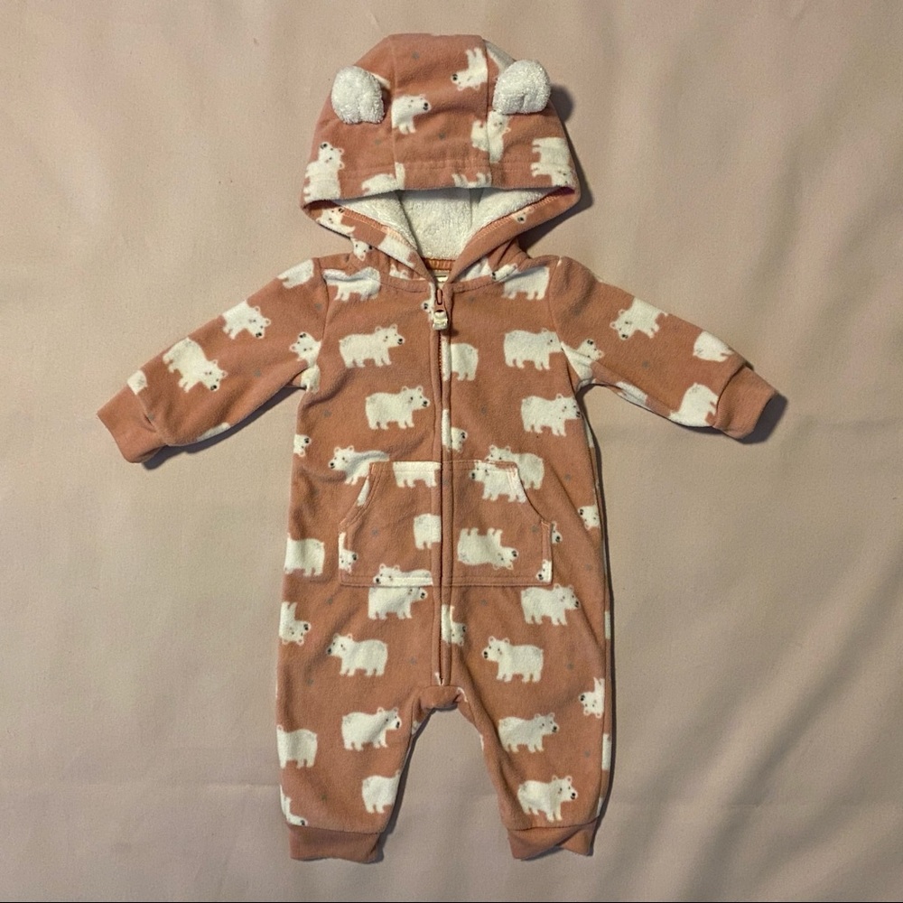 Carter's Polar Bear Ears Onesie, 3m - Picture 2 of 10